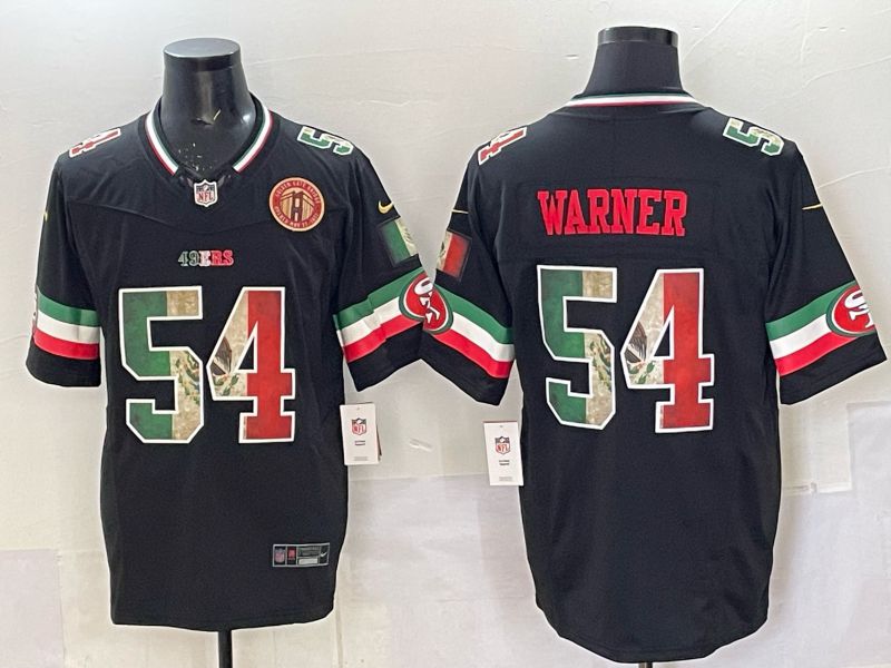 Men 2025 Nike San Francisco 49ers #54 Warner Black Mexico Limited NFL Jersey style 01